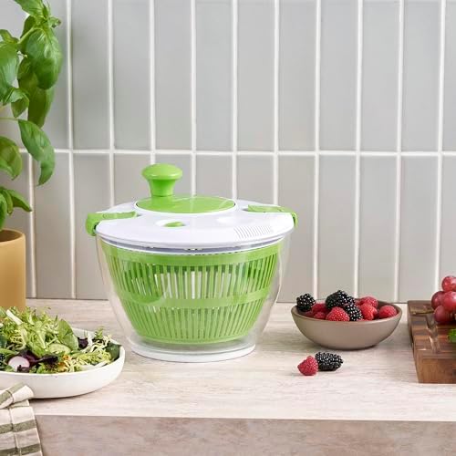 Cuisinart Large Spin Stop, 5qt, CTG-00-SAS1 Salad Spinner, 5 Quart, Green & White