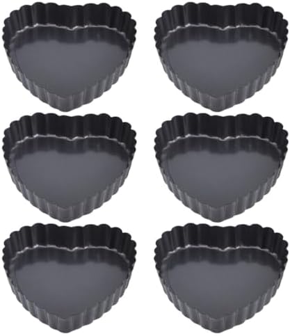 6pcs Heart Shaped Tart Pans Carbon Steel Mini Baking Mold Set