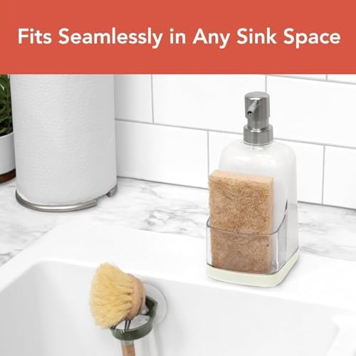 Spectrum Cora Soap Dispenser with Sponge Holder, Buttercream & Clear