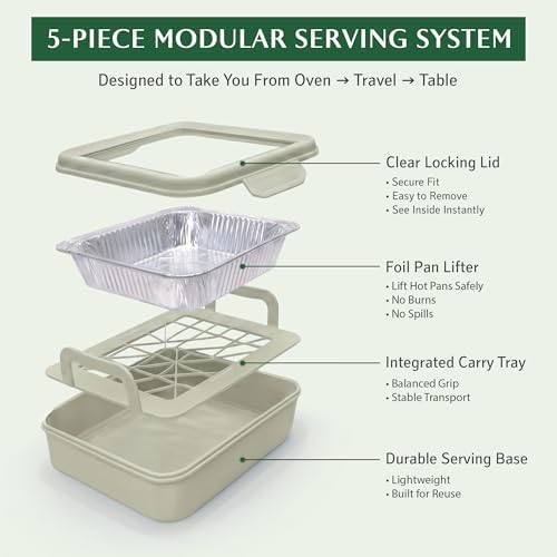 9x13 Pan Carrier with Aluminum Foil Pan – Insulated Food Carrier for