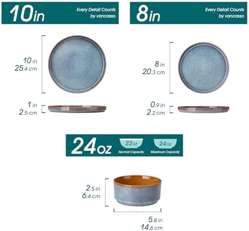 vancasso ONION Ceramic Plates and Bowls Sets for 4, 12 Pieces
