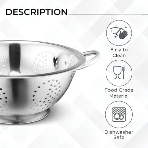 Avador Set of 3 Stainless Steel Colanders, Comes in 1.5 Quart 3qt