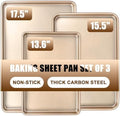 Baking Sheet Pan Set of 3, Nonstick Commercial Cookie Sheets for