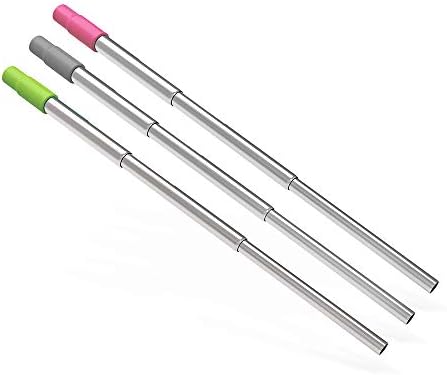 Metal Reusable Collapsible Straws with Silicone Tip, Telescopic