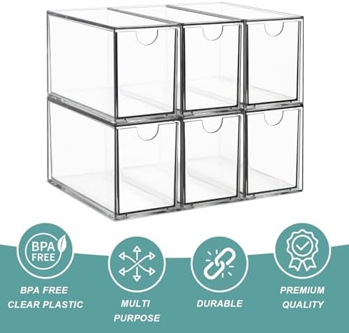 LANLISA Acrylic 6 Pack Tea Bag Organizer and Storage