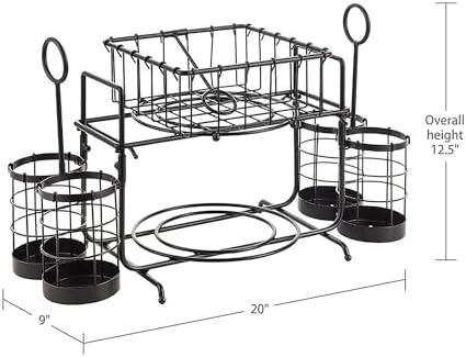 Metal Buffet Caddy Tabletop Organizer, Flatware Napkin and Plate