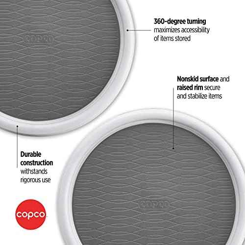 Copco Lazy Susan Turntable Organizer Set of 2, 9 Inch Rotating Cabinet and Pantry Storage, Nonslip Surface with Outer Rim, Wipe Clean