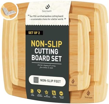 Bamboo Cutting Board Set Non Slip Feet Over Sink Brides Her Wedding