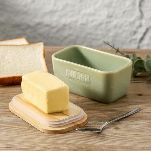 HVH Ceramic Butter Dish with Lid for Countertop, Airtight Butter