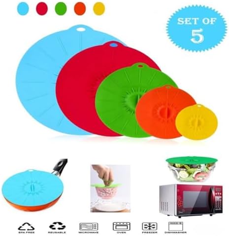Heat Resistant Silicone Lids, 5 Pcs