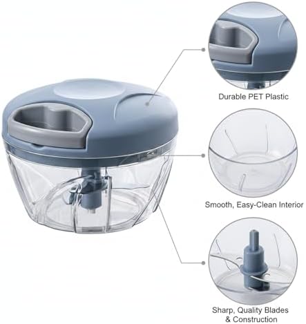Manual Pull-String Food Chopper for Garlic, Herbs & Onions - Compact