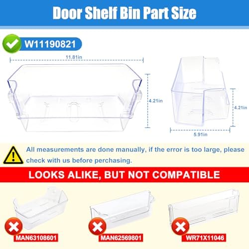 W11190821, W10805889 Door Shelf Bin Compatible with whirlpool, amana