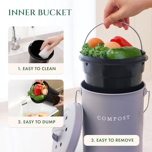 FINESSY Small Countertop Kitchen Compost Bin with Lid
