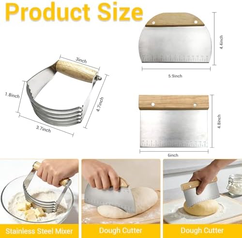 3 PCS Dough Pastry Cutter Scraper Blender Set with Stainless Steel