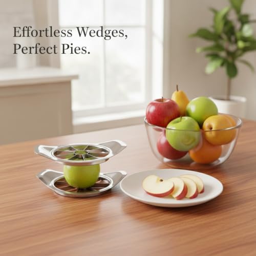 Apple Slicer Corer, Stainless Steel Fruit Cutter for Uniform Wedges