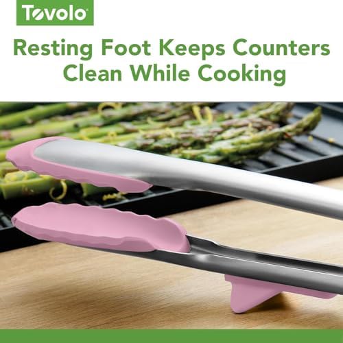 Tovolo 13-Inch Silicone-Tipped Kitchen Tongs, Pink