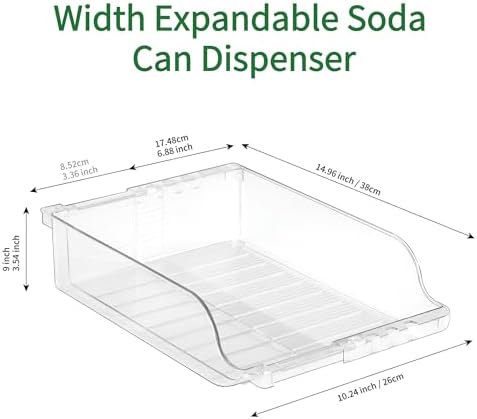 Adjustable Soda Can Dispenser for Refrigerator –Expandable Width PET