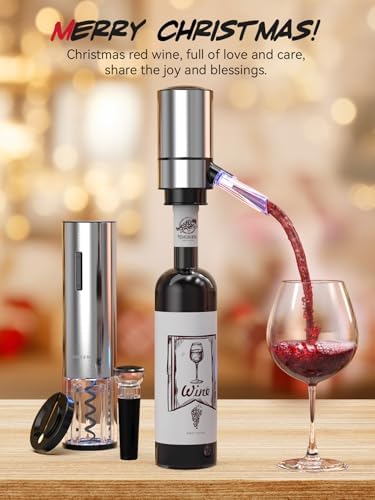 Rechargeable Electric Wine Gift Set - Aerator, Vacuum Stoppers, Foil