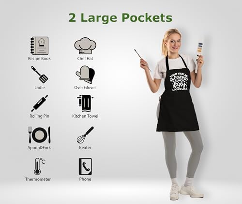 Lunch Lady Aprons for Women with 2 Pockets - Lunch Lady Gifts, Lunch