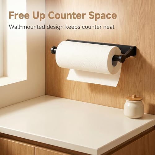 Matte Black Aluminum Under-Cabinet Paper Towel Holder