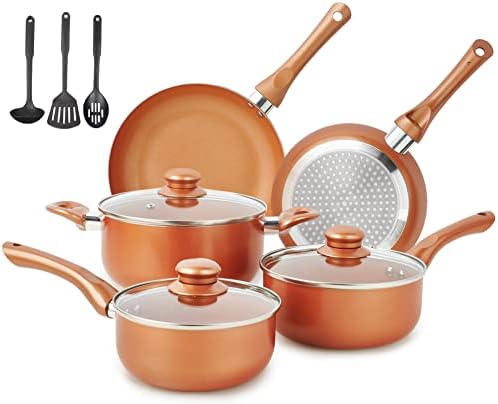 M MELENTA Pots and Pans Set Ultra Nonstick, Pre-Installed 11pcs