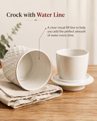 Butter Crock with Lid for Countertop, French Butter Dish with Water