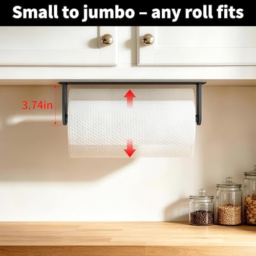 Jesginboo Under Cabinet Paper Towel Holder, Matte Black