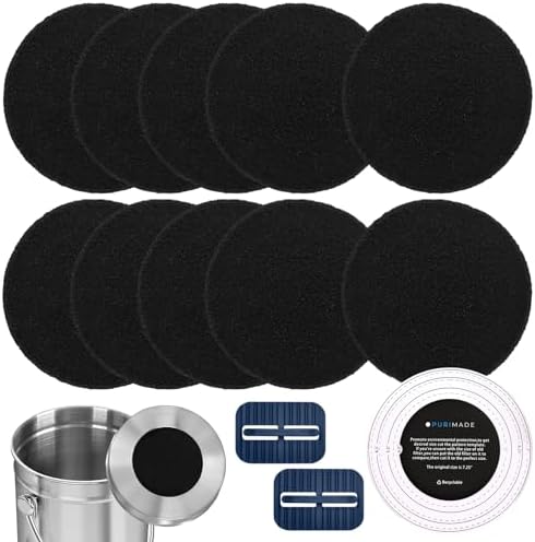PURIMADE 10Pack 7.25 Inch Charcoal Compost Filters