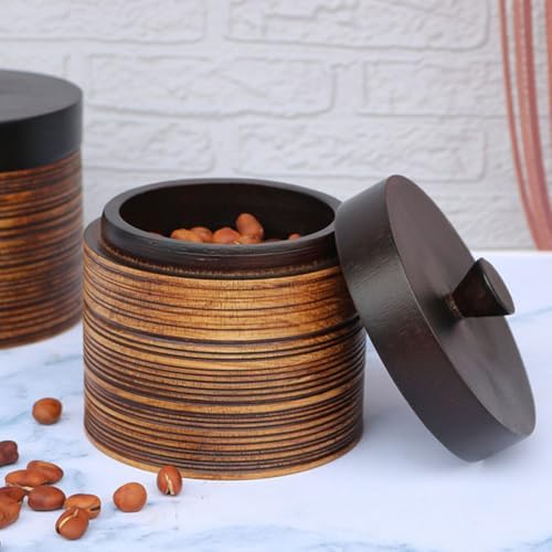 Wooden Tea Storage Tin with Lid for Home Pantry Organization