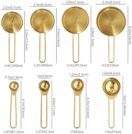 Measuring Cups and Spoons Set, Kaloo 8PCS Stainless Steel Metal