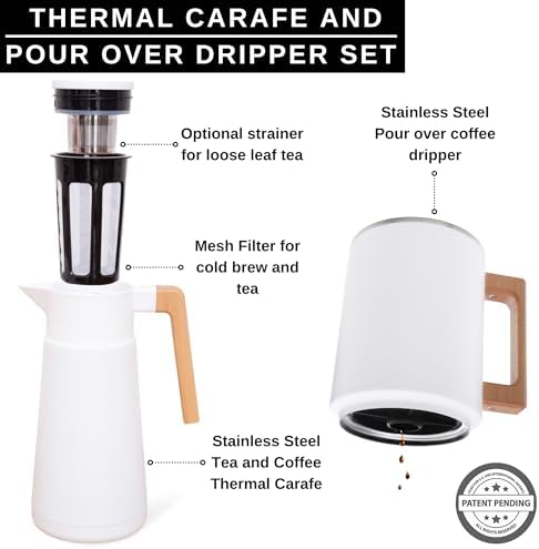 HASTINGS 68 Oz Pour Over Coffee Maker Set, White