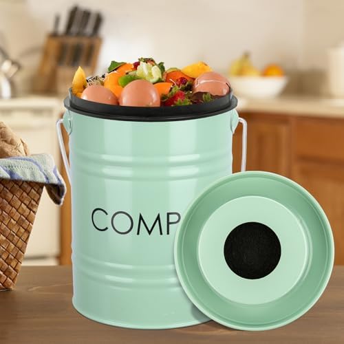 MUMTOP 1.3 Gal Metal Kitchen Countertop Compost Bin