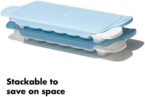 OXO Good Grips Flexible Ice Cube Tray with Lid - 2 Pack, Blue & White