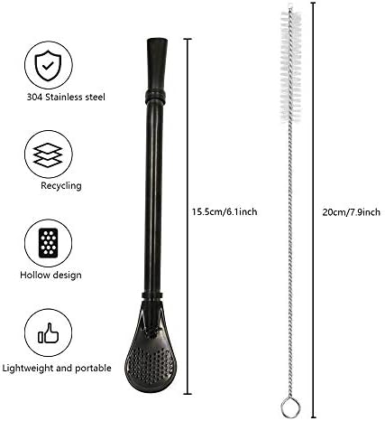 Stainless Steel Straw Filter Spoon, Yerba Mate Bombilla, Loose Leaf