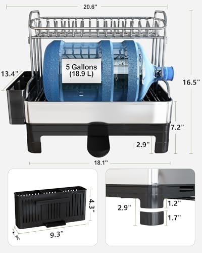 BOOSINY Large 304 Stainless Steel Dish Drying Rack