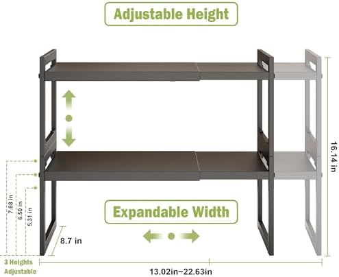 DOLALIKE Expandable Countertop Organizer, Black, 2 Pack