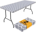 Smiry 2 Pack Rectangle Table Cloth 6 Foot, Waterproof Elastic Fitted