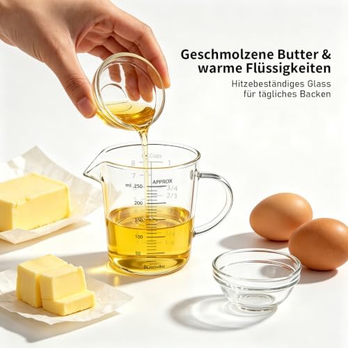 BCnmviku Glass Measuring Cup 250ml 1Cup High Borosilicate