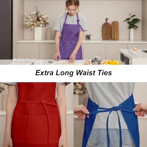 15-Pack Adult Aprons for Women Men, Adjustable Strap, 2 Pockets