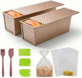 2 Pack Pullman Loaf Pan with Lid - 2.2LB Non-Stick Bread Pan, Carbon