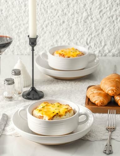 HASENSE French Onion Soup Bowls, 20 oz Ceramic Soup Bowls with Handle