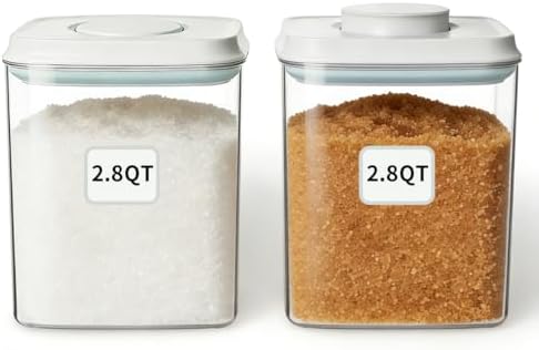 Food Storage Container Set 2.8 Qt ×2 with Lids, Airtight Pantry