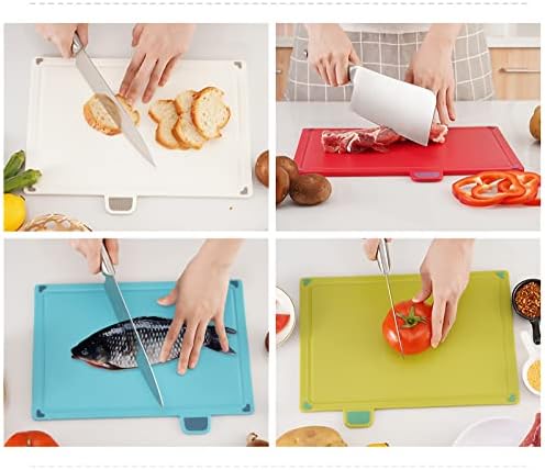 Plastic cutting board with storage shelf.Thicker Chopping Board Set