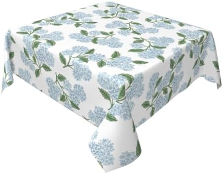 Blue Hydrangea Floral Square Tablecloth 54 Inch
