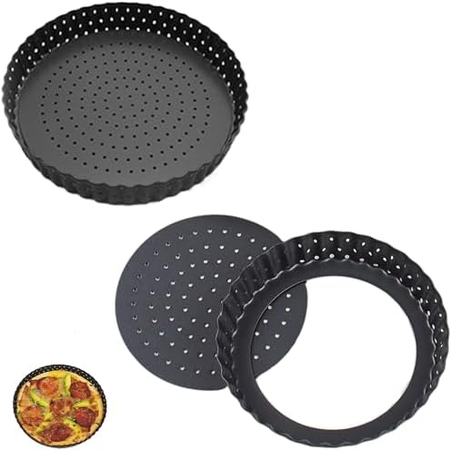 Round Tart Pan with Removable Bottoms: Set of 2 Nonstick Carbon Steel