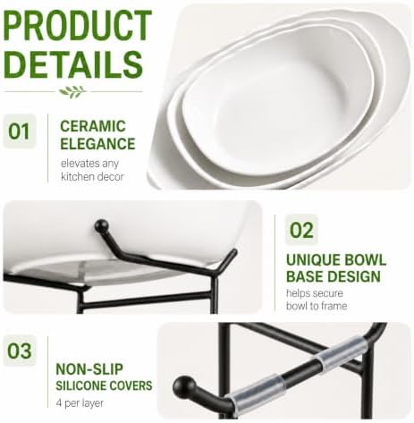 HBlife 3 Tier Fruit Bowl, Ceramic Fruit Basket for Kitchen Counter