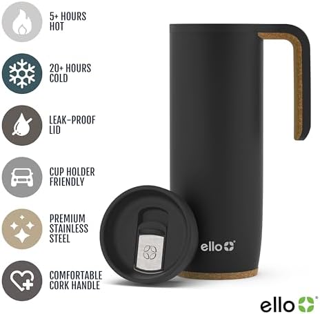 Ello Magnet 18oz Insulated Stainless Steel Travel Mug with Handle