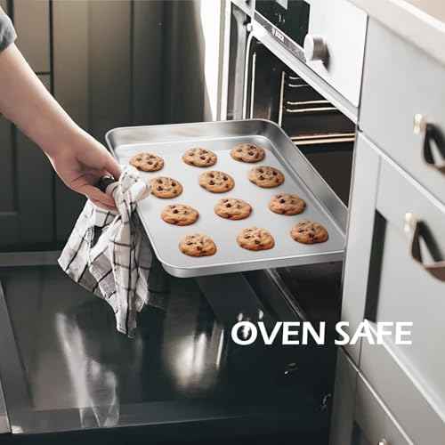 Leonyo Non-Toxic 10x8IN Small Stainless Steel Baking Sheet Pans