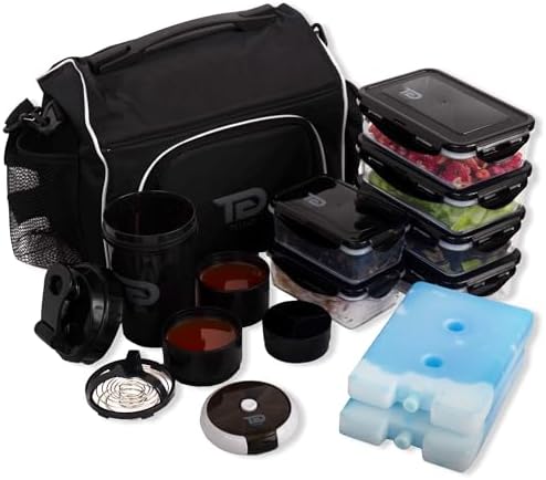 TO GO Meal Prep Bag Insulated Lunch Meals Bag W/6 Portion Control