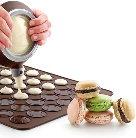 Lékué Macaron Baking Mat with 24 Moulds (Brown) 100% Silicone